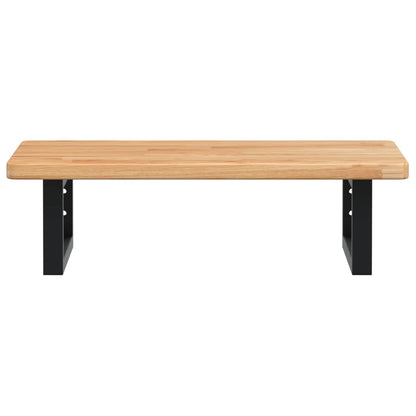 Badeværelseshylde Stål Og Massivt Egetræ Lysebrun Og Sort