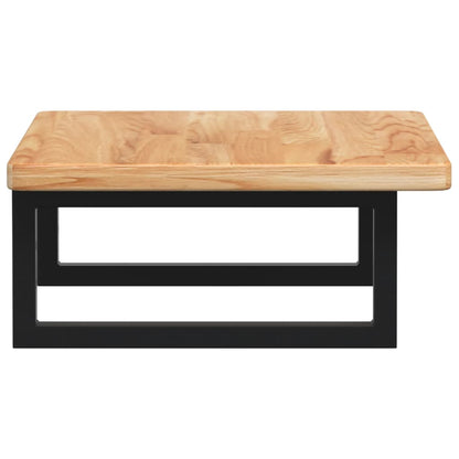 Badeværelseshylde Stål Og Massivt Egetræ Lysebrun Og Sort