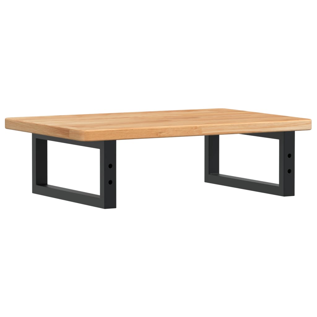 Badeværelseshylde Stål Og Massivt Egetræ Lysebrun Og Sort