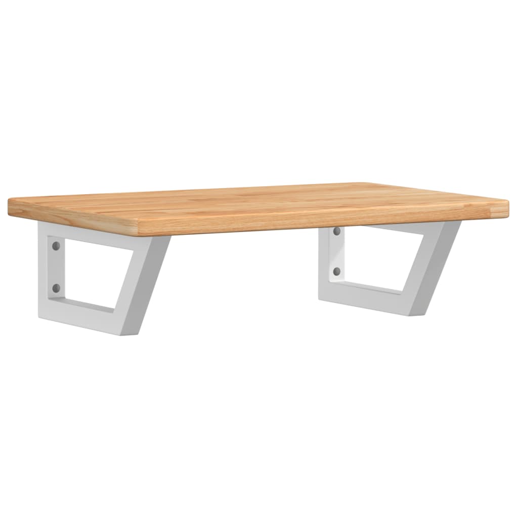 Badeværelseshylde Stål Og Massivt Egetræ Lysebrun Og Hvid