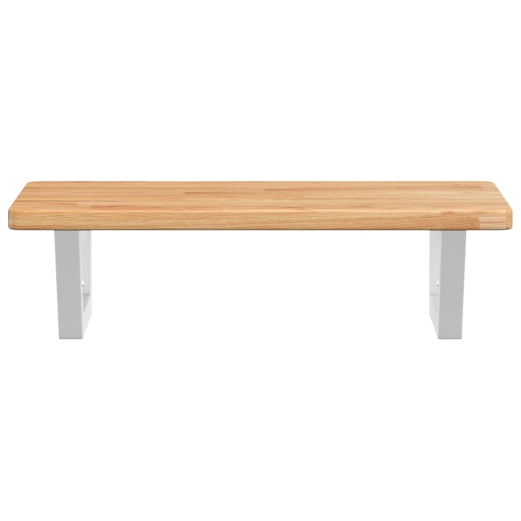 Badeværelseshylde Stål Og Massivt Egetræ Lysebrun Og Hvid