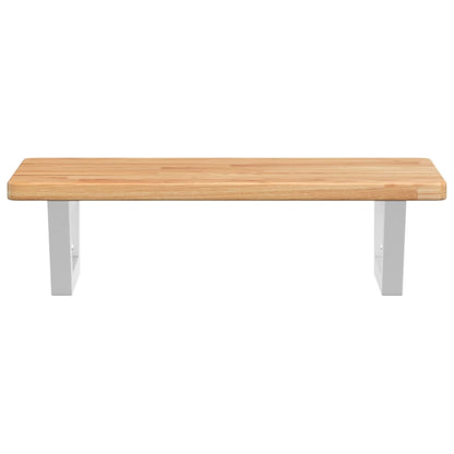 Badeværelseshylde Stål Og Massivt Egetræ Lysebrun Og Hvid