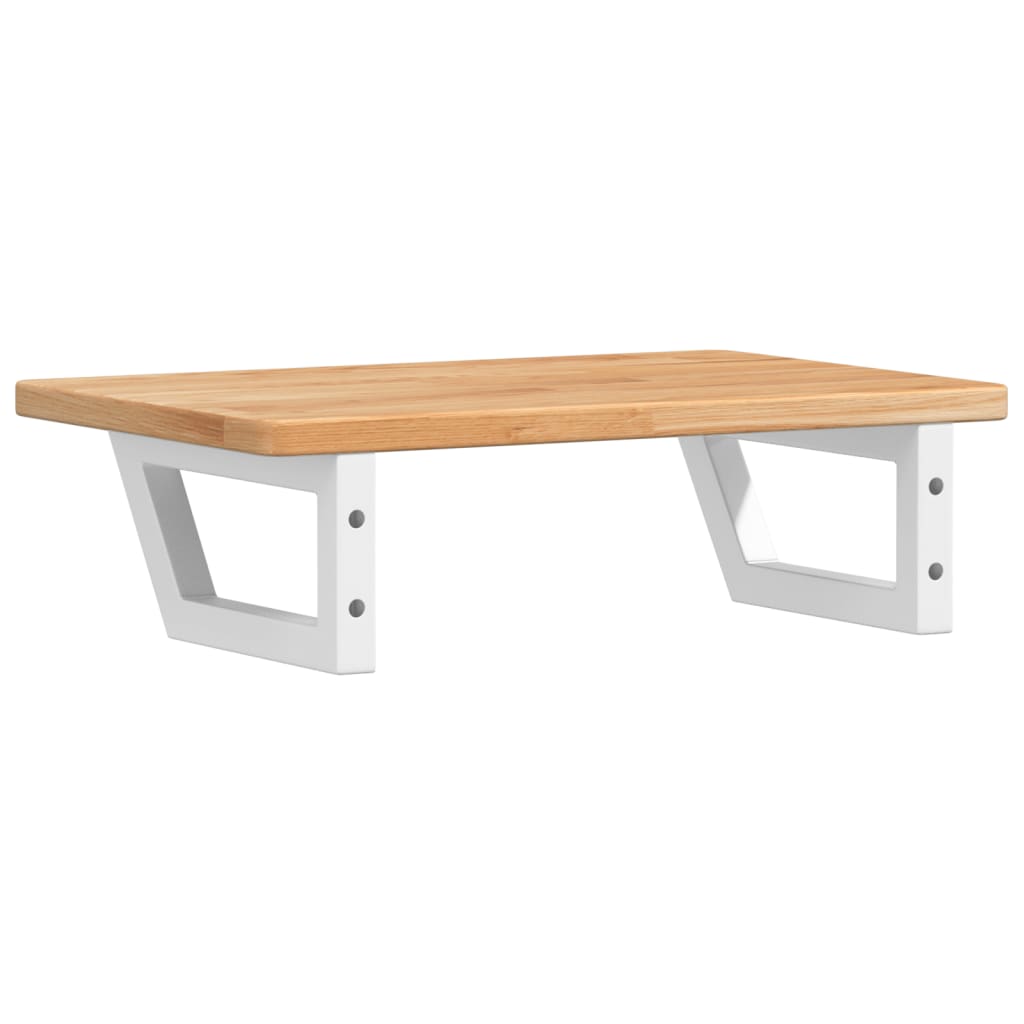 Badeværelseshylde Stål Og Massivt Egetræ Lysebrun Og Hvid