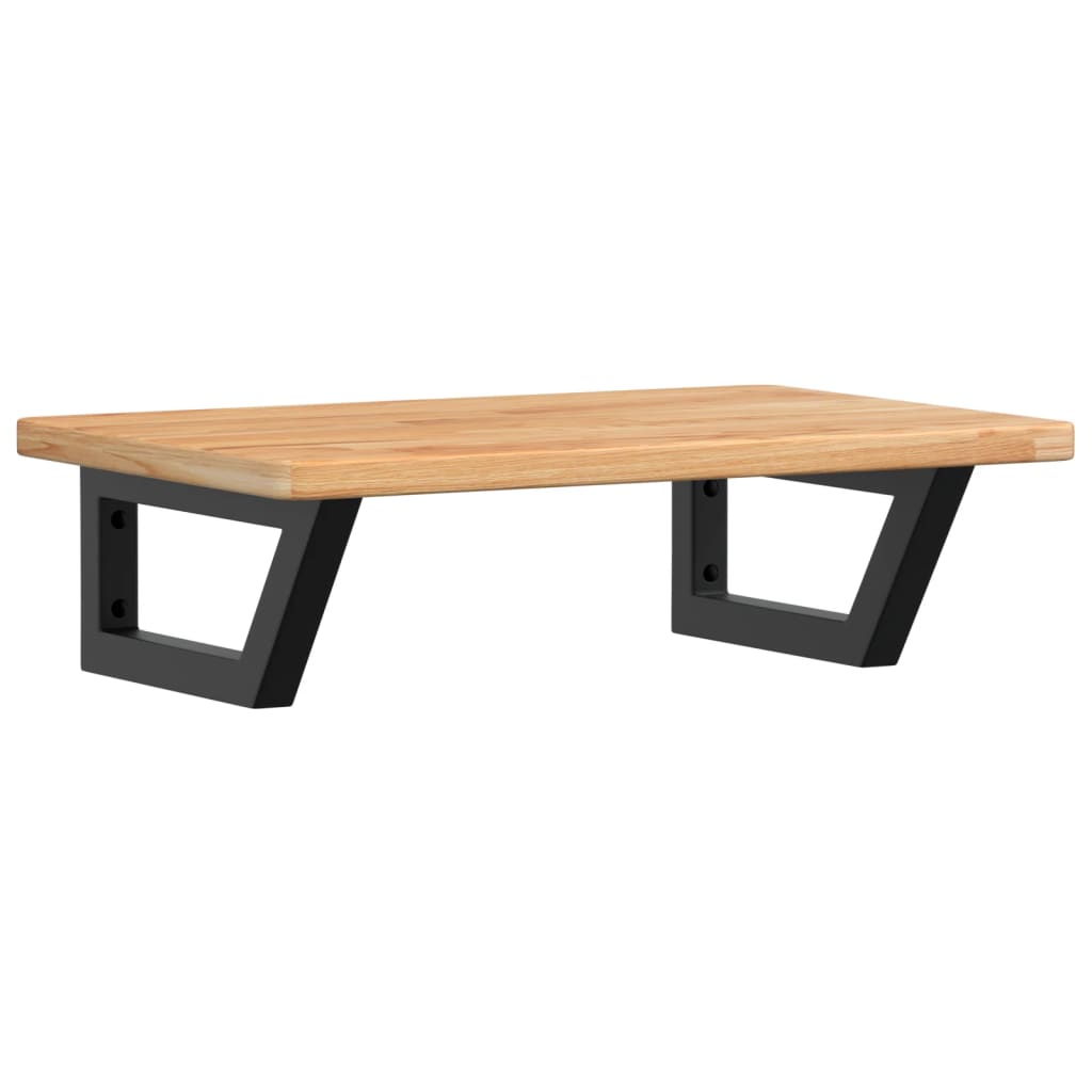 Badeværelseshylde Stål Og Massivt Egetræ Lysebrun Og Sort