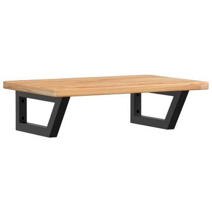 Badeværelseshylde Stål Og Massivt Egetræ Lysebrun Og Sort