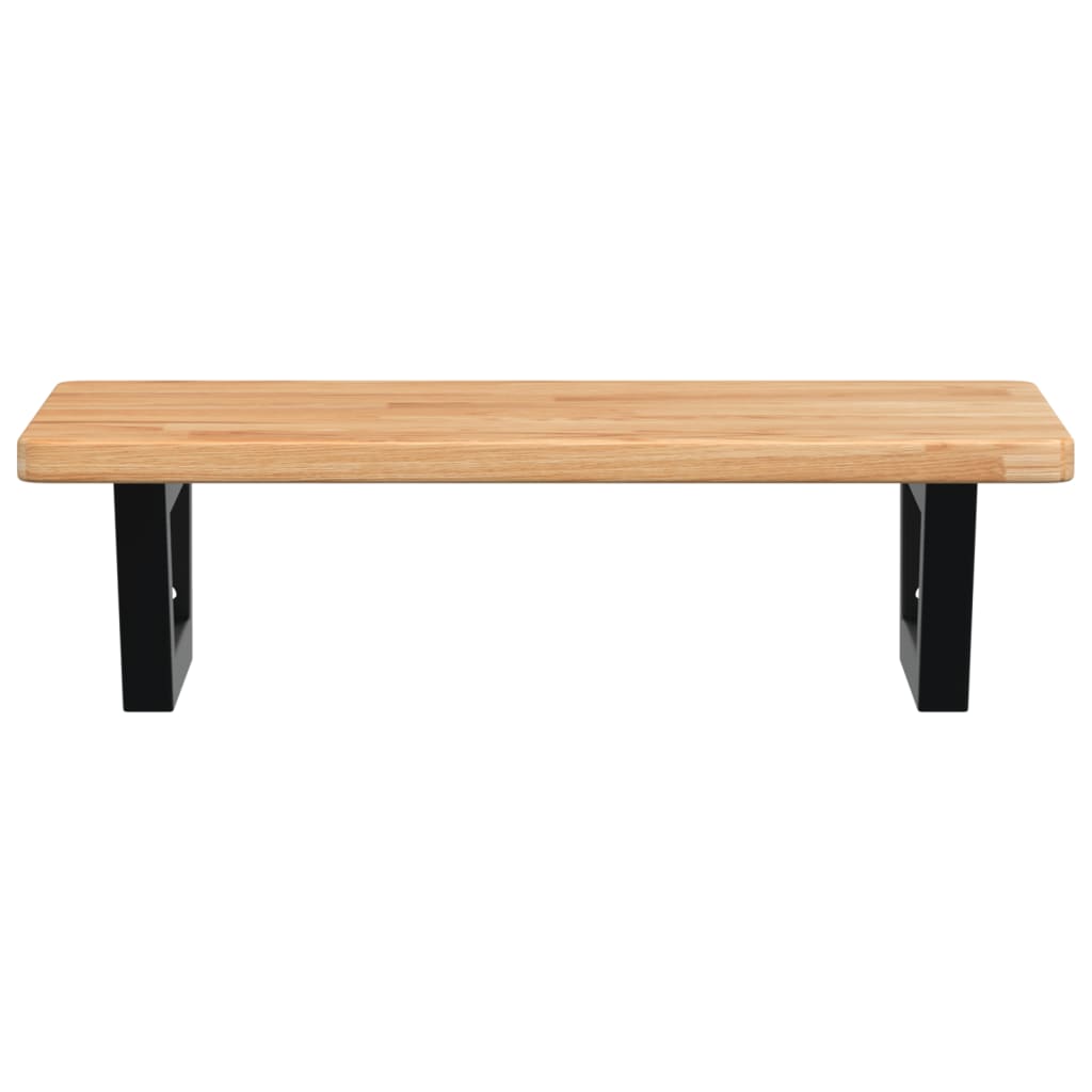 Badeværelseshylde Stål Og Massivt Egetræ Lysebrun Og Sort