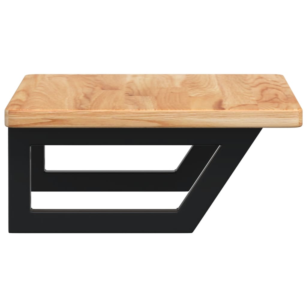 Badeværelseshylde Stål Og Massivt Egetræ Lysebrun Og Sort