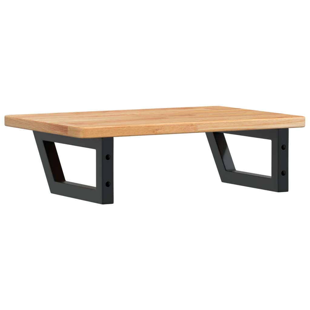 Badeværelseshylde Stål Og Massivt Egetræ Lysebrun Og Sort