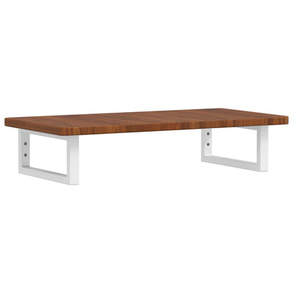 Badeværelseshylde Stål Og Massivt Egetræ Mørkebrun Og Hvid