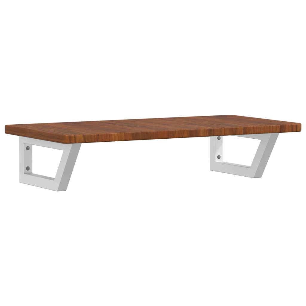 Badeværelseshylde Stål Og Massivt Egetræ Mørkebrun Og Hvid