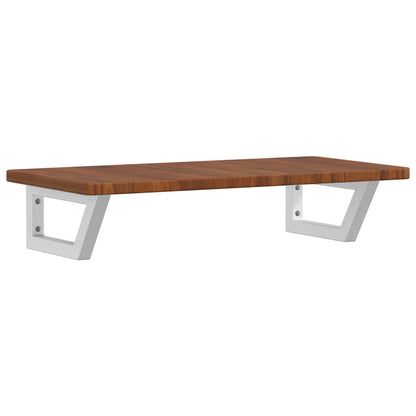 Badeværelseshylde Stål Og Massivt Egetræ Mørkebrun Og Hvid