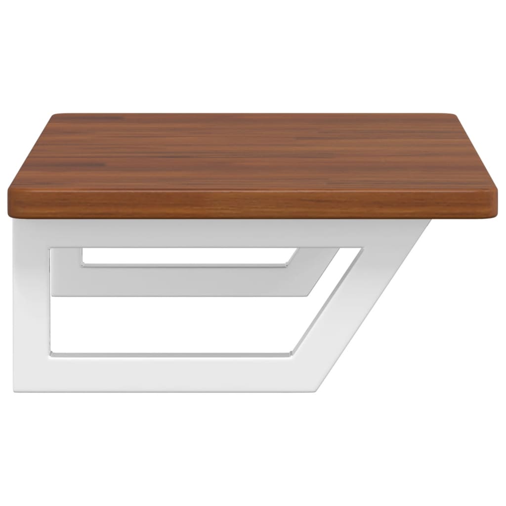 Badeværelseshylde Stål Og Massivt Egetræ Mørkebrun Og Hvid