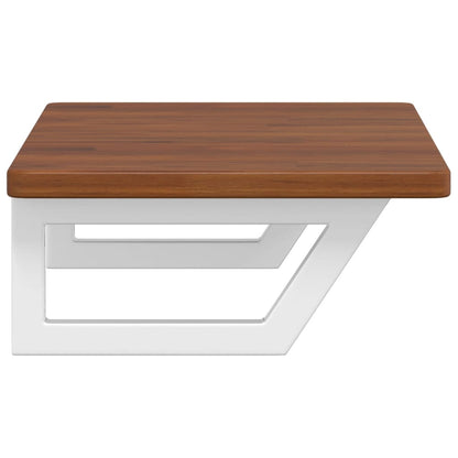 Badeværelseshylde Stål Og Massivt Egetræ Mørkebrun Og Hvid