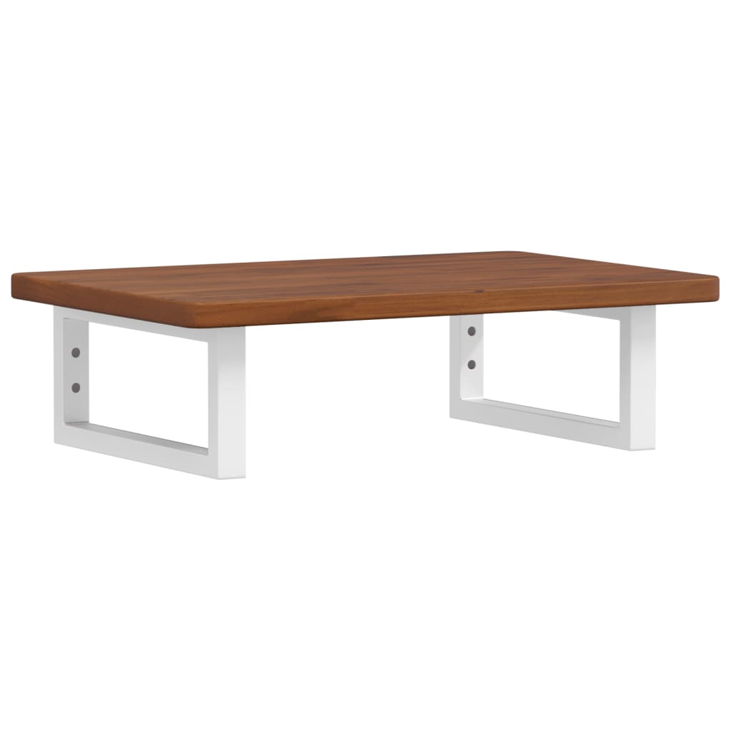 Badeværelseshylde Stål Og Massivt Egetræ Mørkebrun Og Hvid