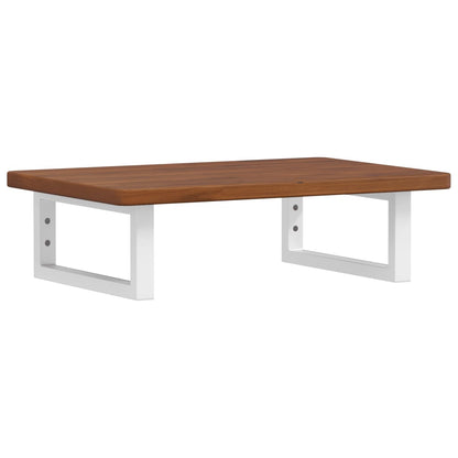 Badeværelseshylde Stål Og Massivt Egetræ Mørkebrun Og Hvid