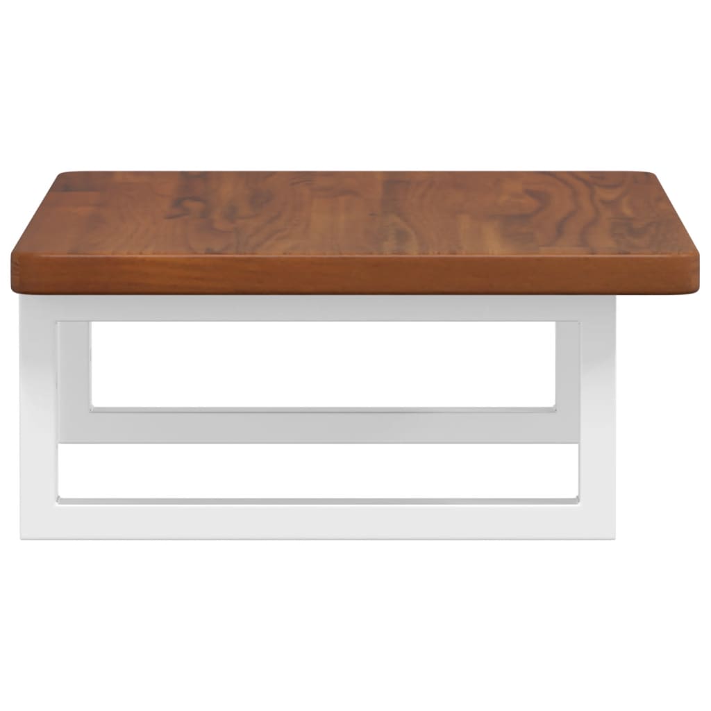 Badeværelseshylde Stål Og Massivt Egetræ Mørkebrun Og Hvid