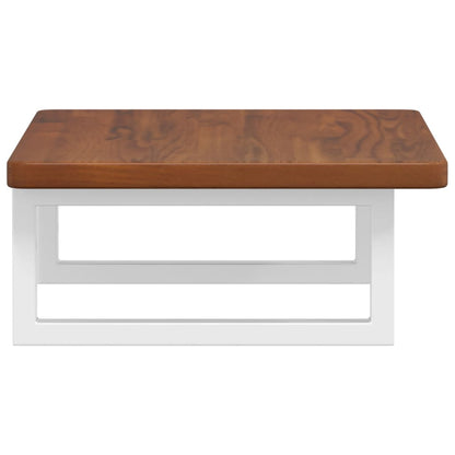 Badeværelseshylde Stål Og Massivt Egetræ Mørkebrun Og Hvid