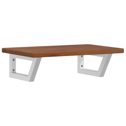 Badeværelseshylde Stål Og Massivt Egetræ Mørkebrun Og Hvid