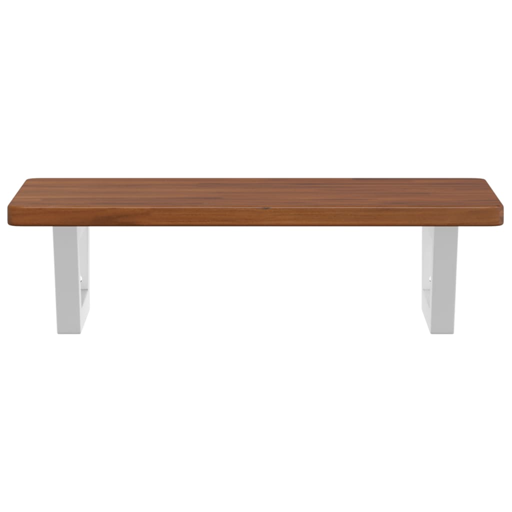 Badeværelseshylde Stål Og Massivt Egetræ Mørkebrun Og Hvid