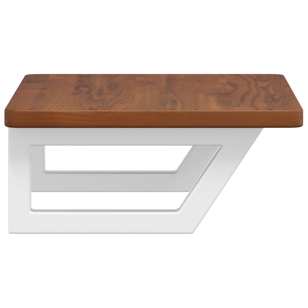 Badeværelseshylde Stål Og Massivt Egetræ Mørkebrun Og Hvid