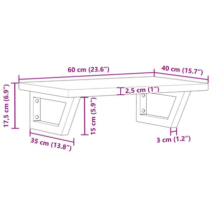 Badeværelseshylde Stål Og Massivt Egetræ Mørkebrun Og Hvid