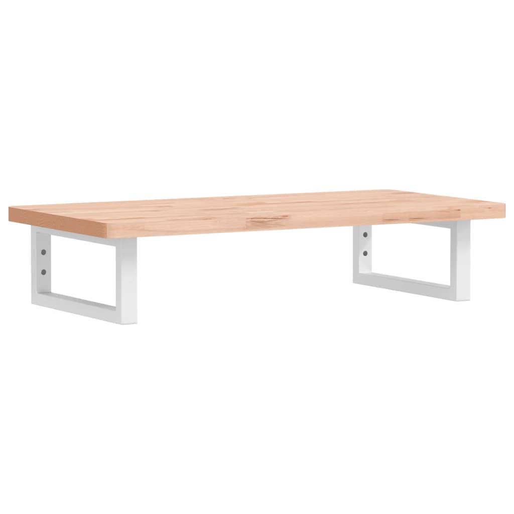 Badeværelseshylde Stål Og Massivt Bøgetræ Brun Og Hvid