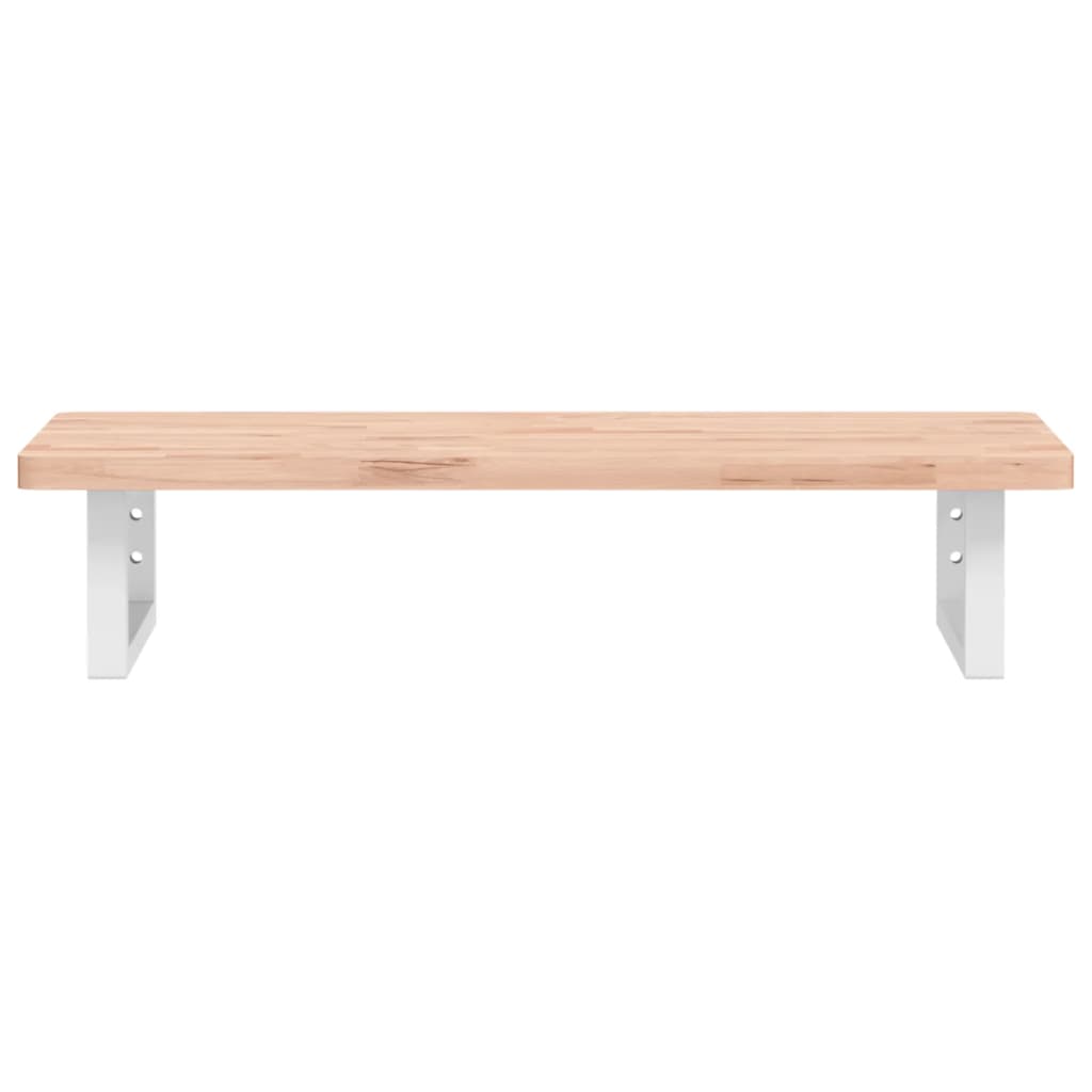 Badeværelseshylde Stål Og Massivt Bøgetræ Brun Og Hvid