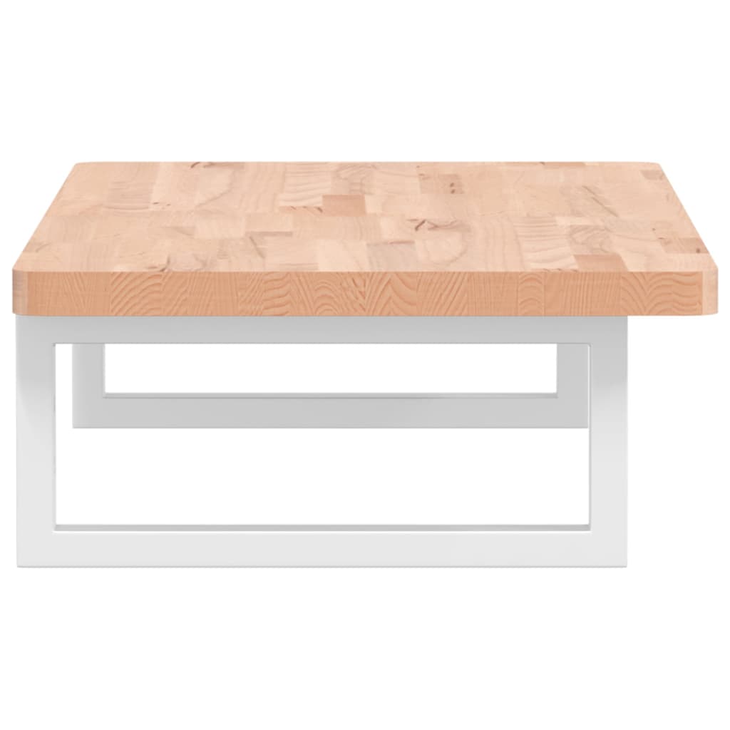 Badeværelseshylde Stål Og Massivt Bøgetræ Brun Og Hvid