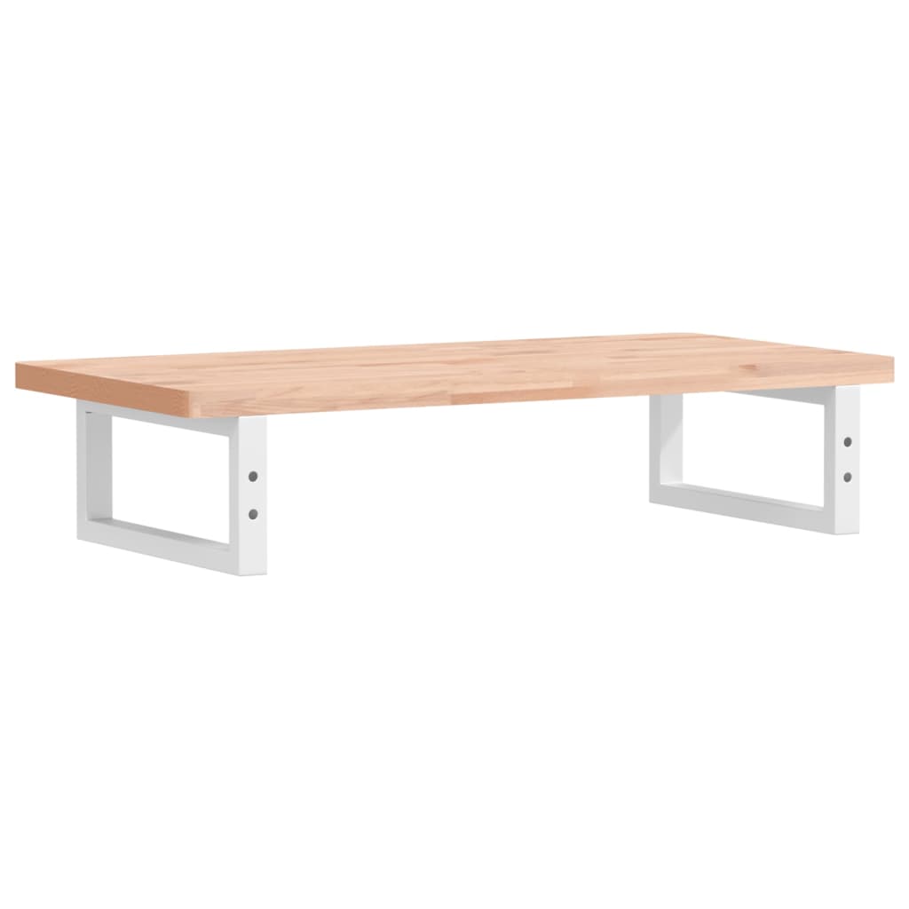 Badeværelseshylde Stål Og Massivt Bøgetræ Brun Og Hvid