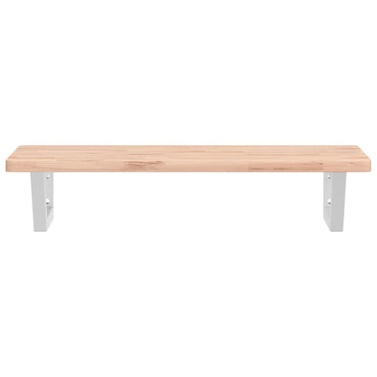 Badeværelseshylde Stål Og Massivt Bøgetræ Brun Og Hvid