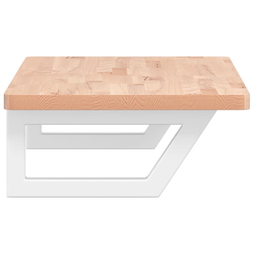 Badeværelseshylde Stål Og Massivt Bøgetræ Brun Og Hvid