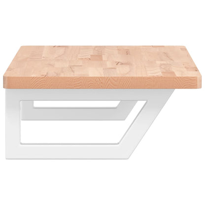 Badeværelseshylde Stål Og Massivt Bøgetræ Brun Og Hvid