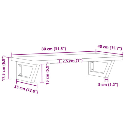 Badeværelseshylde Stål Og Massivt Bøgetræ Brun Og Hvid