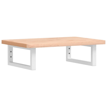 Badeværelseshylde Stål Og Massivt Bøgetræ Brun Og Hvid