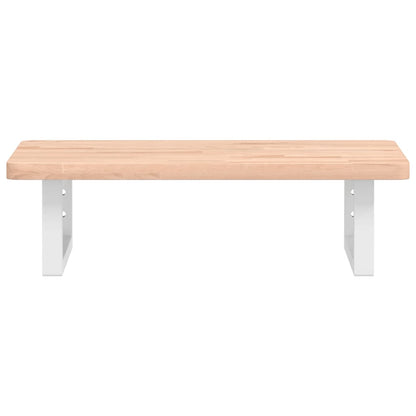 Badeværelseshylde Stål Og Massivt Bøgetræ Brun Og Hvid