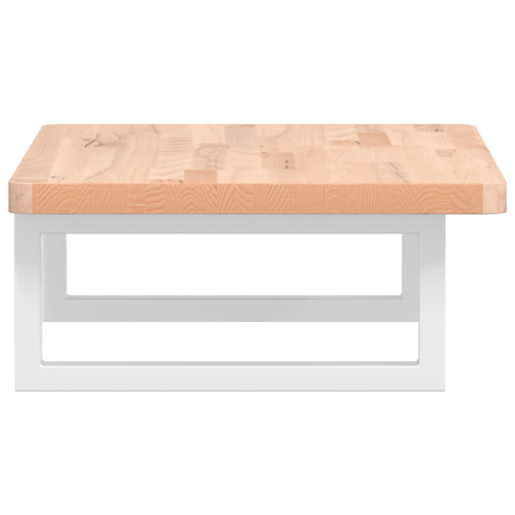 Badeværelseshylde Stål Og Massivt Bøgetræ Brun Og Hvid