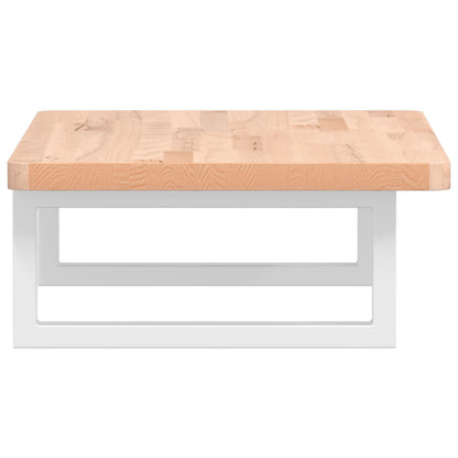 Badeværelseshylde Stål Og Massivt Bøgetræ Brun Og Hvid