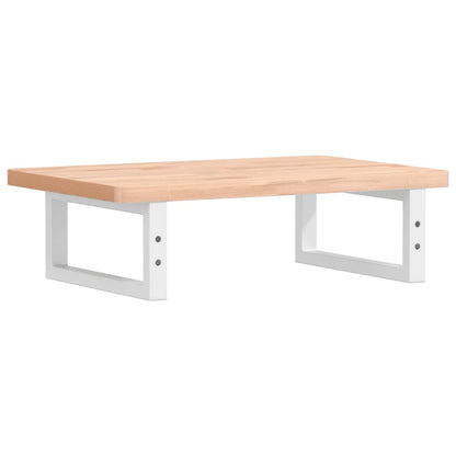 Badeværelseshylde Stål Og Massivt Bøgetræ Brun Og Hvid