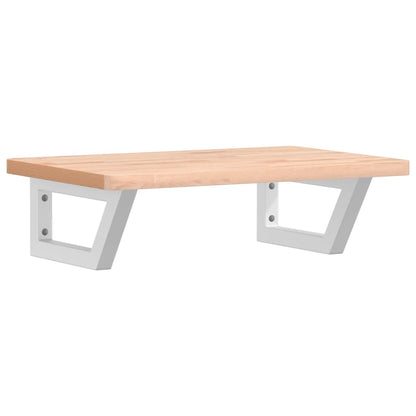 Badeværelseshylde Stål Og Massivt Bøgetræ Brun Og Hvid