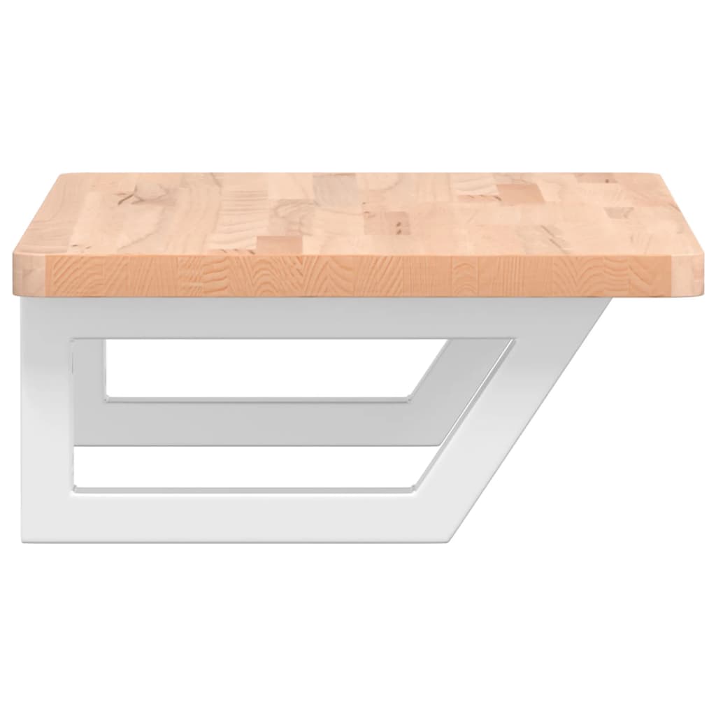 Badeværelseshylde Stål Og Massivt Bøgetræ Brun Og Hvid