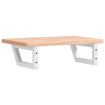 Badeværelseshylde Stål Og Massivt Bøgetræ Brun Og Hvid