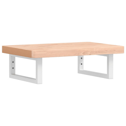 Badeværelseshylde Stål Og Massivt Bøgetræ Brun Og Hvid