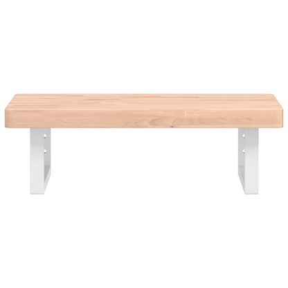 Badeværelseshylde Stål Og Massivt Bøgetræ Brun Og Hvid