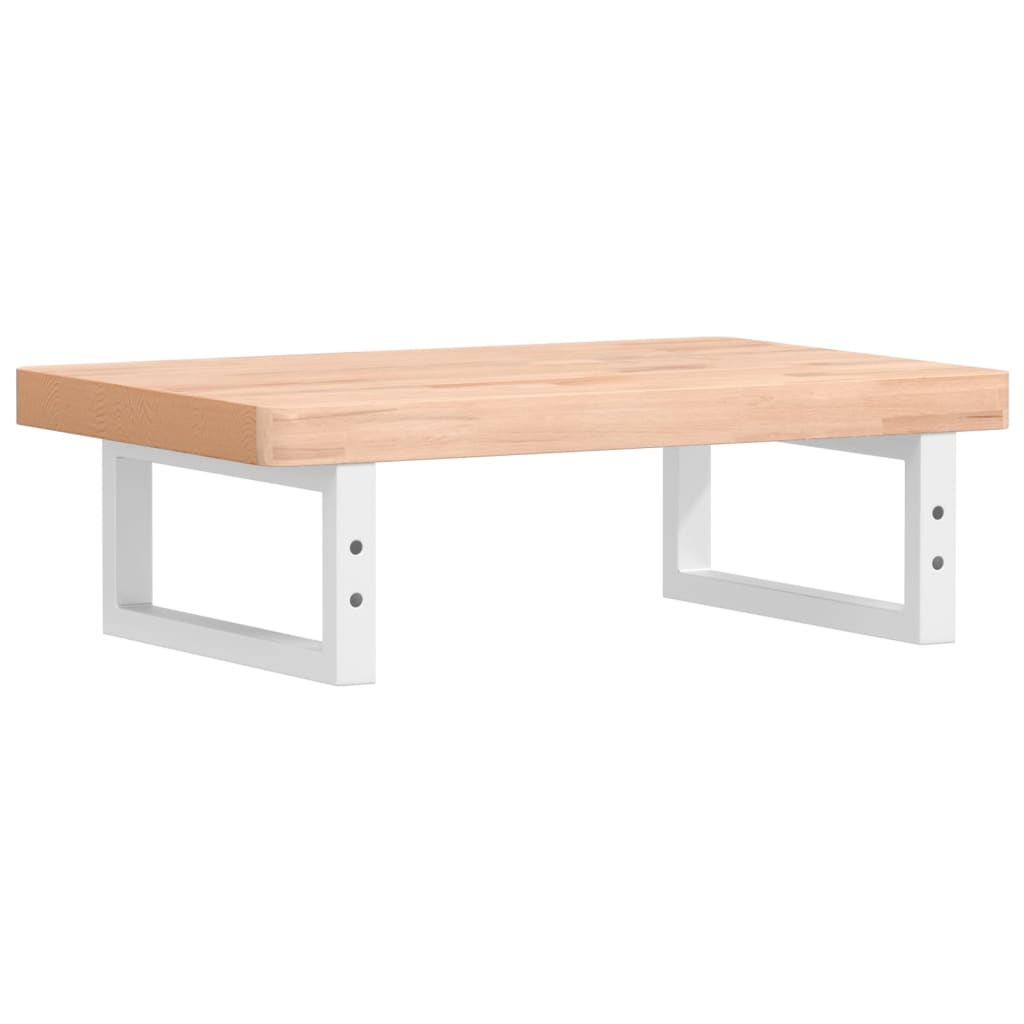 Badeværelseshylde Stål Og Massivt Bøgetræ Brun Og Hvid