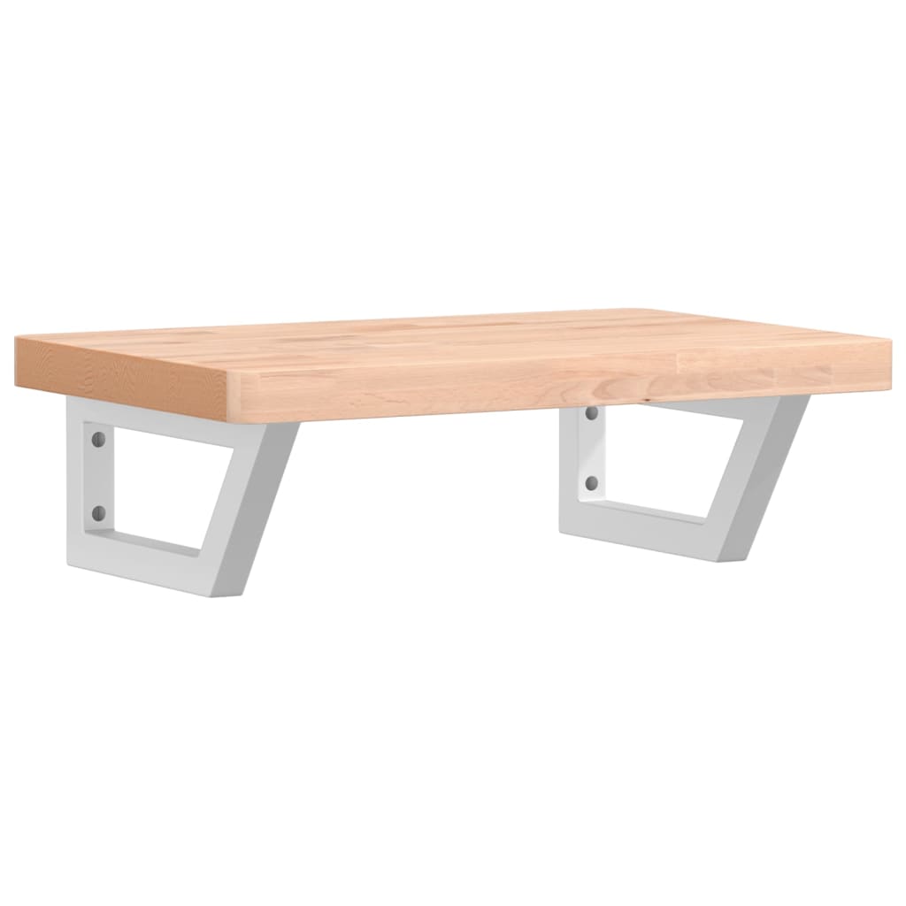 Badeværelseshylde Stål Og Massivt Bøgetræ Brun Og Hvid