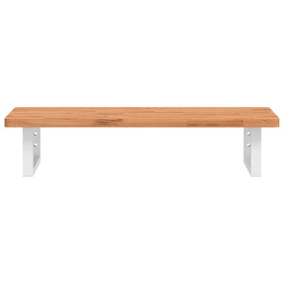 Badeværelseshylde Stål Og Massivt Bøgetræ Mørkebrun Og Hvid