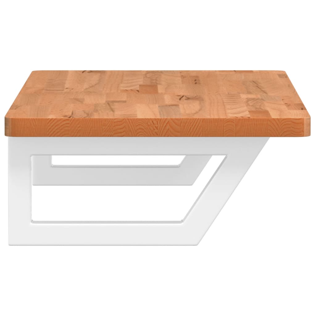 Badeværelseshylde Stål Og Massivt Bøgetræ Mørkebrun Og Hvid