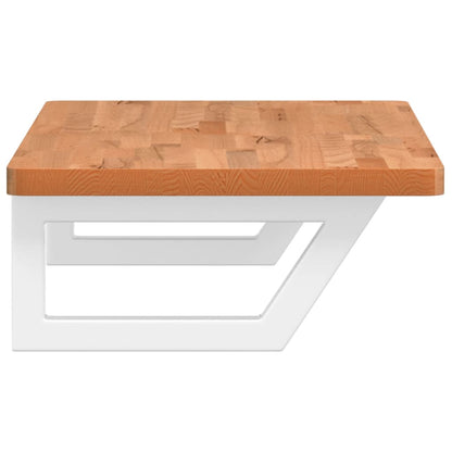 Badeværelseshylde Stål Og Massivt Bøgetræ Mørkebrun Og Hvid