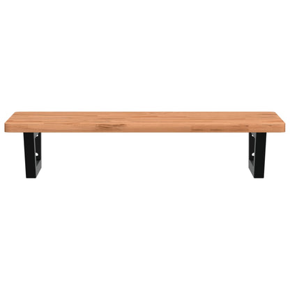 Badeværelseshylde Stål Og Massivt Bøgetræ Mørkebrun Og Sort