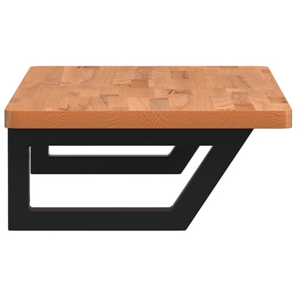 Badeværelseshylde Stål Og Massivt Bøgetræ Mørkebrun Og Sort